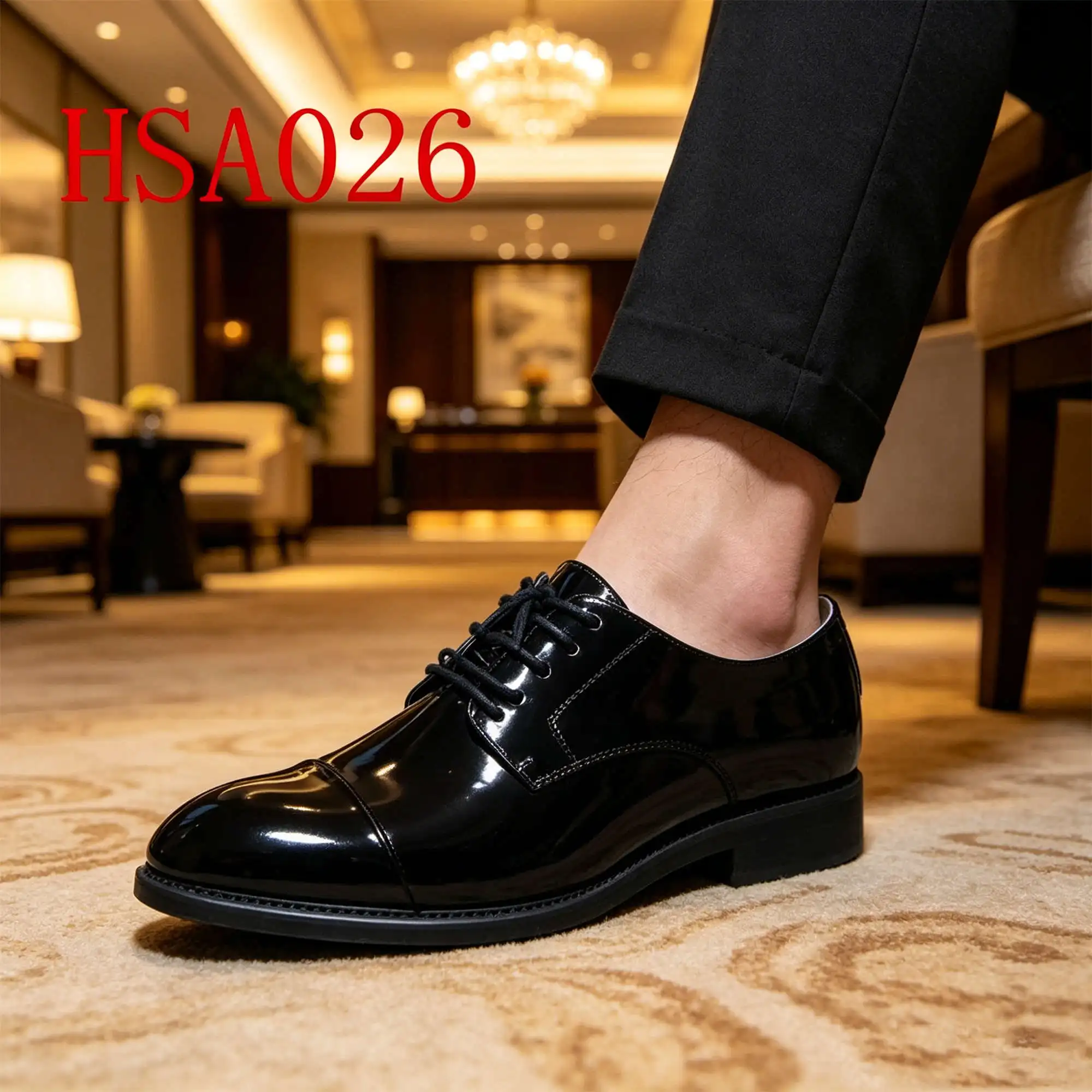 WYC,Formal Occasions Shining Full Grain Leather Suit Shoes Conference Event Odor Control Black Office Shoes for Sale HSA026