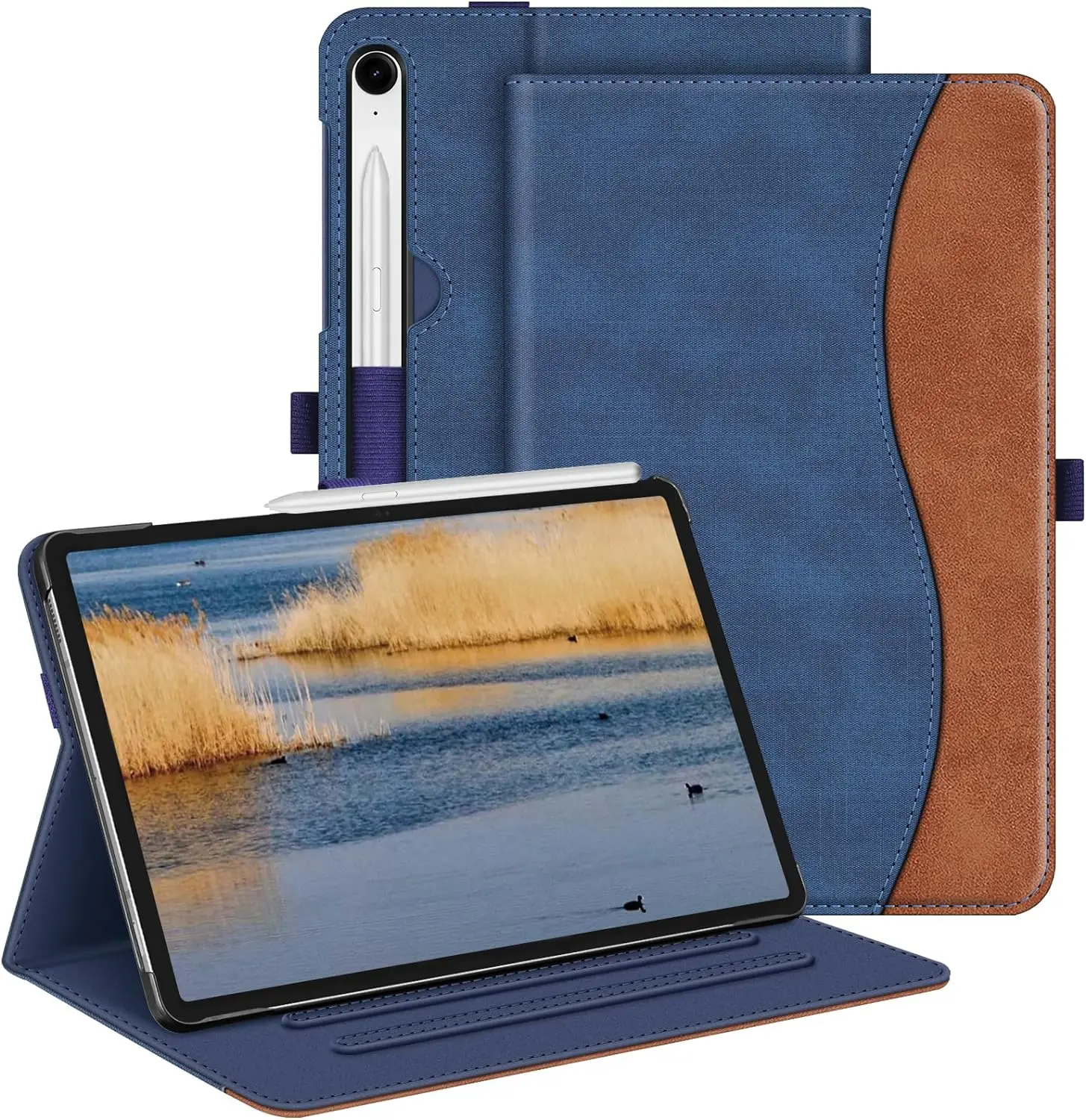 Funda de cuero para Samsung Galaxy Tab A9 S9 FE 5G de 10.9 12.4 pulgadas 2023 estilo de negocio simple cubierta bolsa para laptop con bolsillo  