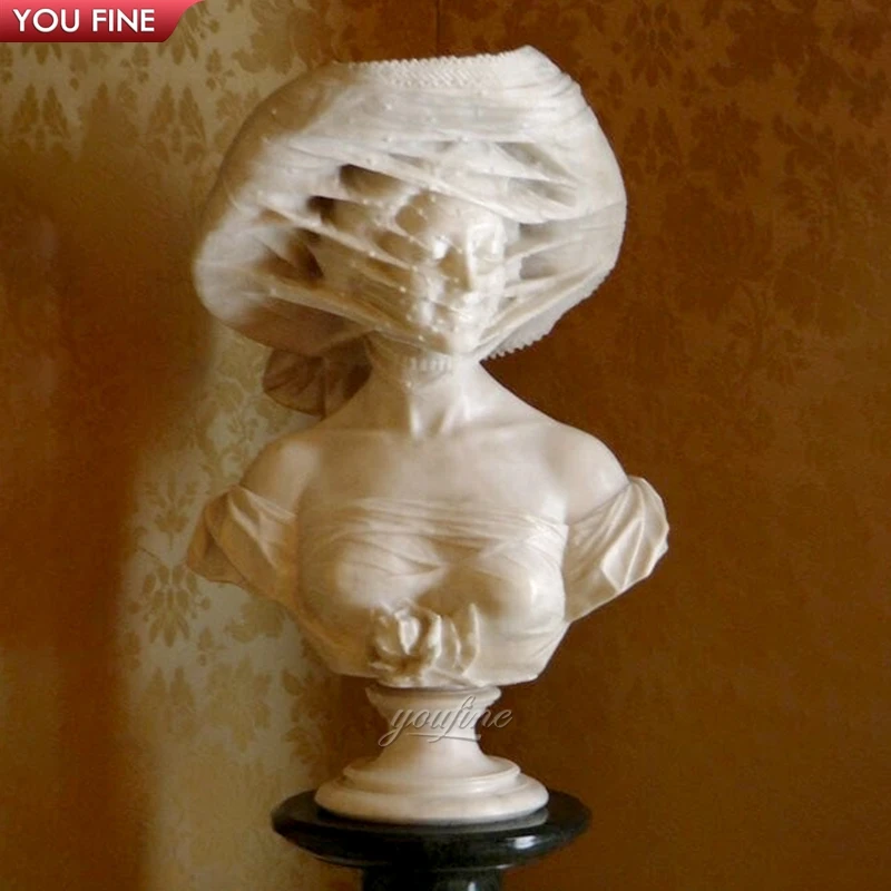 精巧な手彫りの庭園用大理石「覆面少女」胸像| Alibaba.com