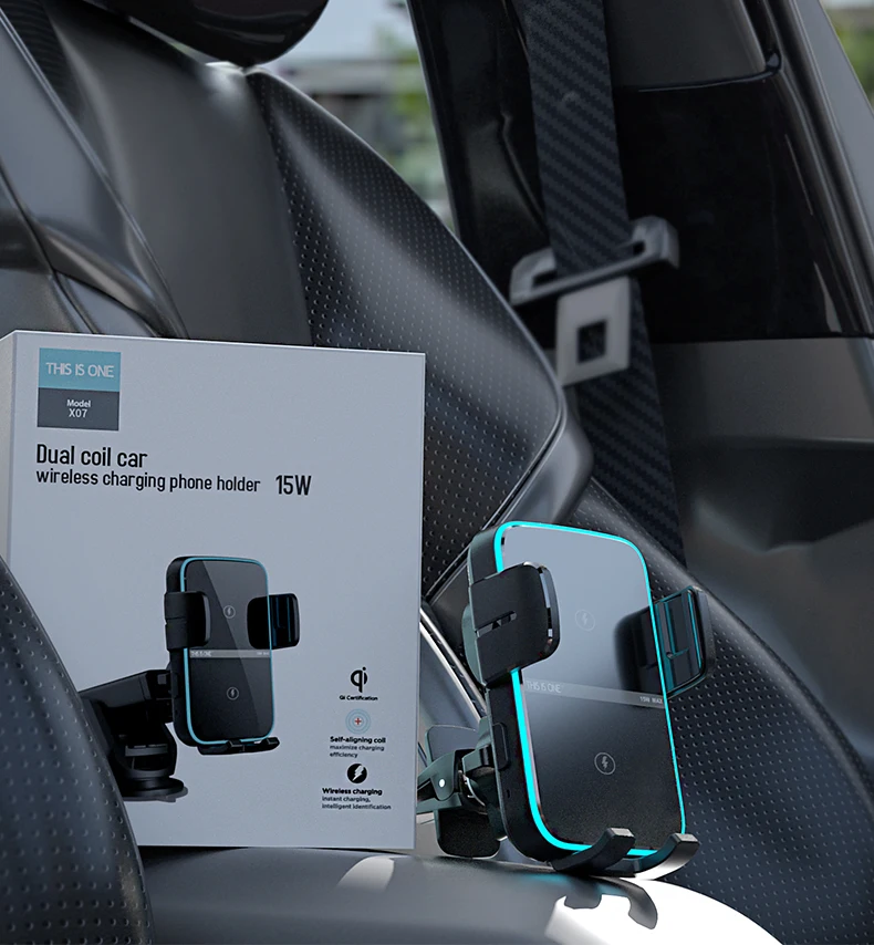 Semi-automatic Intelligent Induction Wireless Car Charger with 1 Year Warranty and ABS+PC Material for iPhone