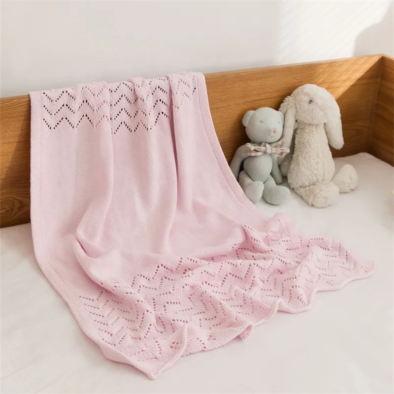 2024 New Arrival  Accept Custom 100% Cotton Knitted Throw Baby Blanket For Toddler OEKO-TEX SYHPPF details