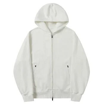 Blank Streetwear Hoodie With Zipper Pockets French Terry 100% Cotton  Boxy Zip Up Hoodie