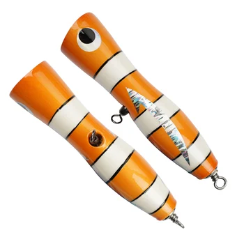 70g Hot Selling Popper Wooden Lure Red Head Fishing Hard Bait Topwater Cedar Plug – Popper – view 2