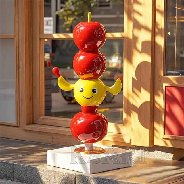 Glass Fiber Plastic Candied apple Cartoon Sculpture Decorative Item Store Entrance Resin Fiber IP Mascot Customization