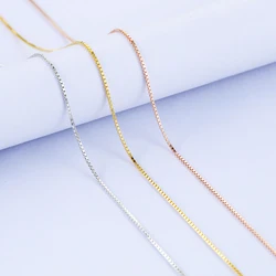 0.7mm 0.8mm 1.0mm thickness Gold Plated Rose Gold Plated Basic 925 Sterling Silver Chain Box Chain