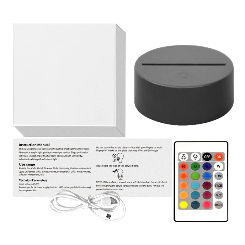 Customize Led Lamp Base For 3d Illusion Acrylic Light Stand Battery Operated Wholesale Baseboard