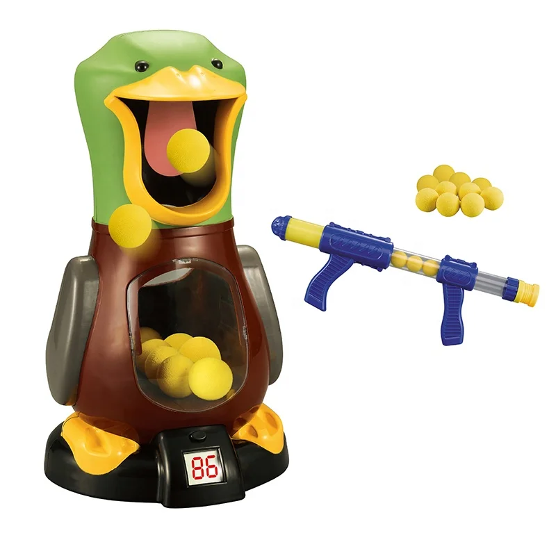 Jeu De Tir Canard Affamé - Avec 2 Pistolets à Air Et 24 Balles En Mousse - Compteur De Points électronique