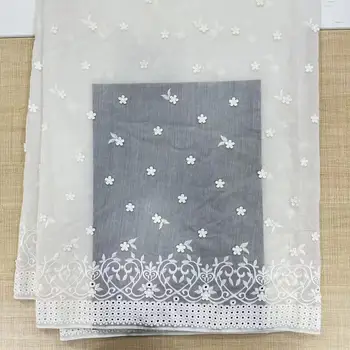 High Quality Nigerian Wedding Dry Lace Fabric New Version with Cotton Swiss Sheer and Stone 100% Polyester-for Weddings