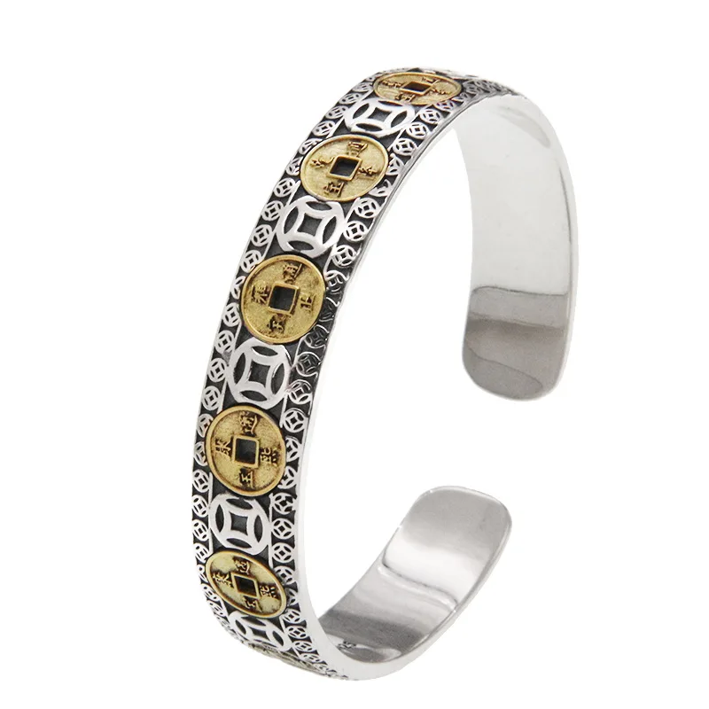 S925 Sterling Silver Bracelet Bangles Men's and Women's Vintage