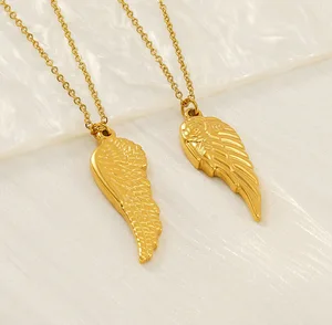 New Copper Diamond Wings Bamboo Chain Necklace Unisex Sporty Style European American Fashion All-match Angel Pendant