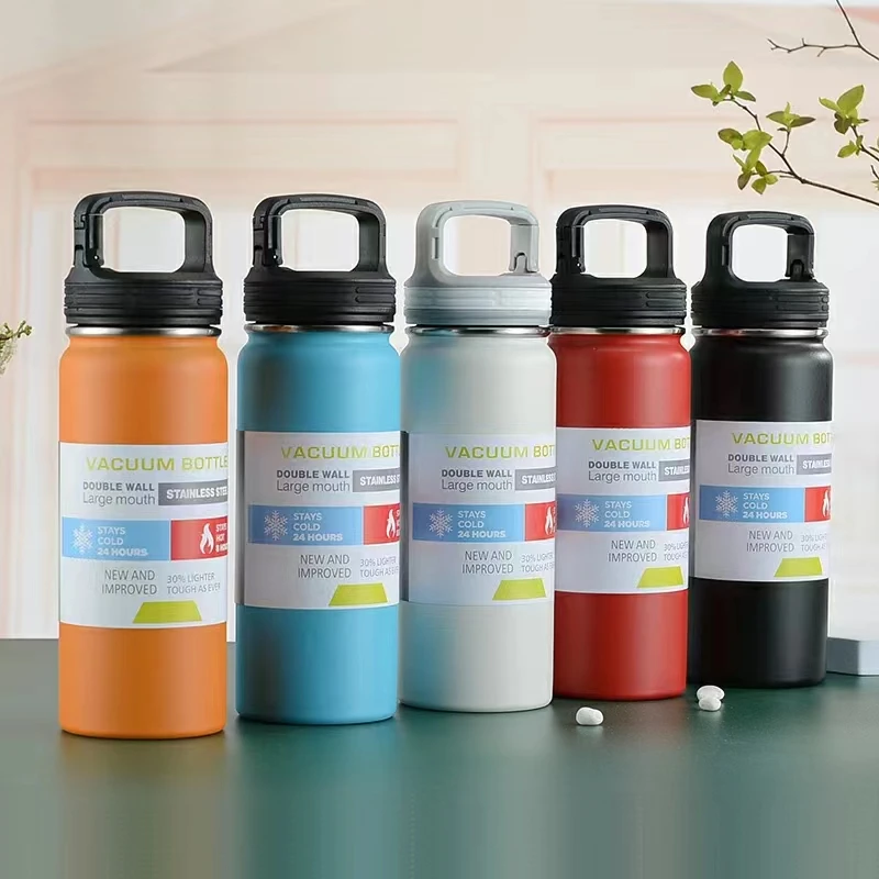 Stainless Steel Water Bottle Double Wall Vacuum Insulated Sports Gym Metal  Flask