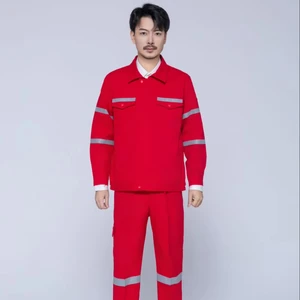 All-Cotton Long-Sleeved High Visibility Work Coverall Breathable Marine Oil Welding Overalls Visible Work Pants