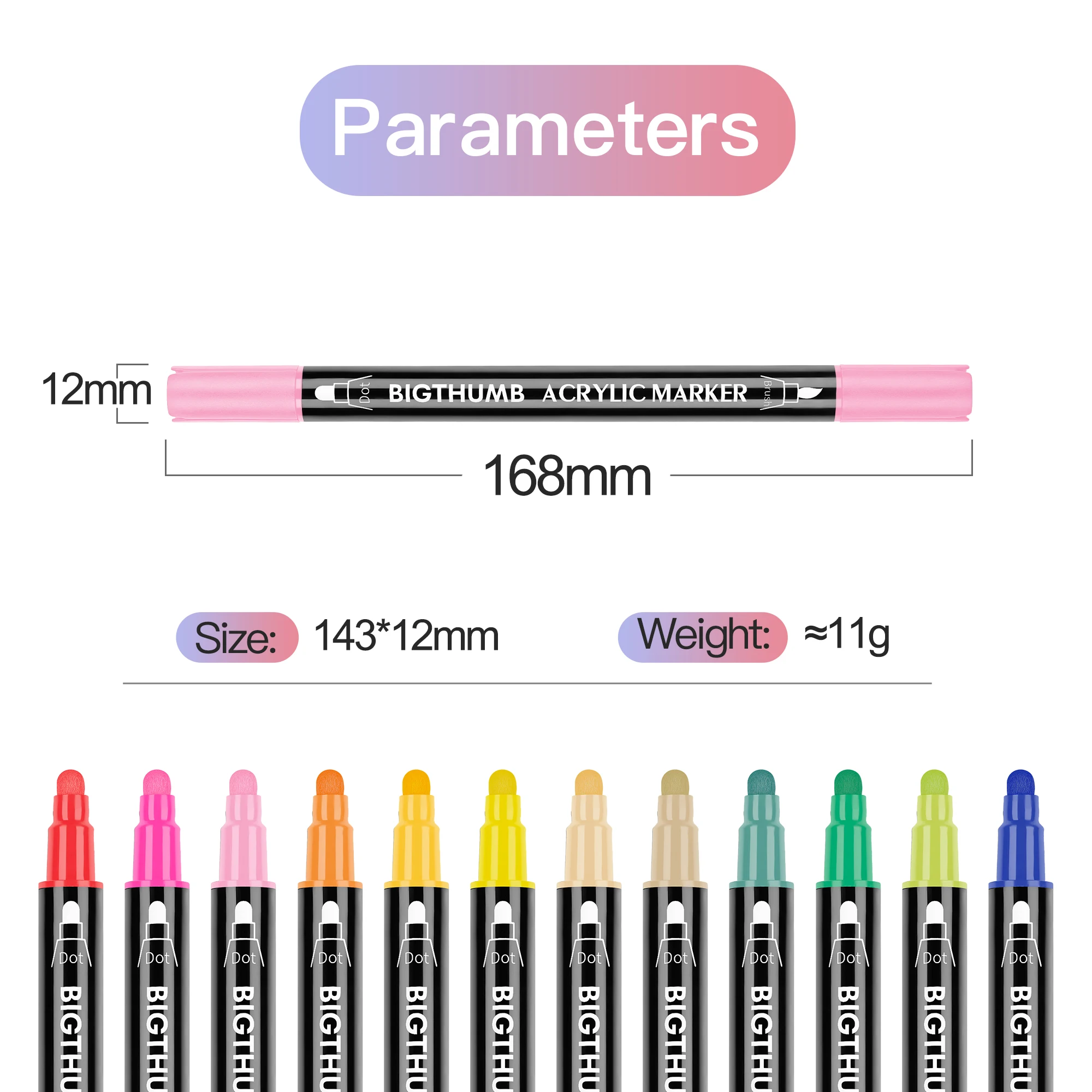 12 видов цветов двухсторонний маркер