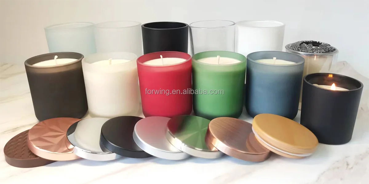 Luxury  Candle Jars Wholesale Empty 12oz 360ml Round Bottom Frosted Glass Candle Container Jars With Lid manufacture