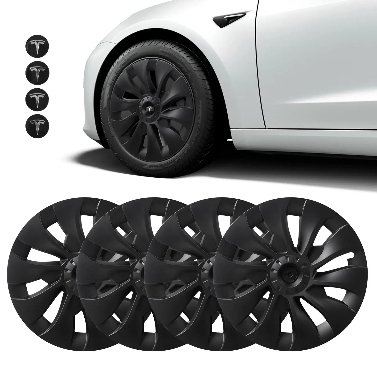 Universal Tesla Model Y Wheel Cover 19 Inch Car Carbon Fiber Abs