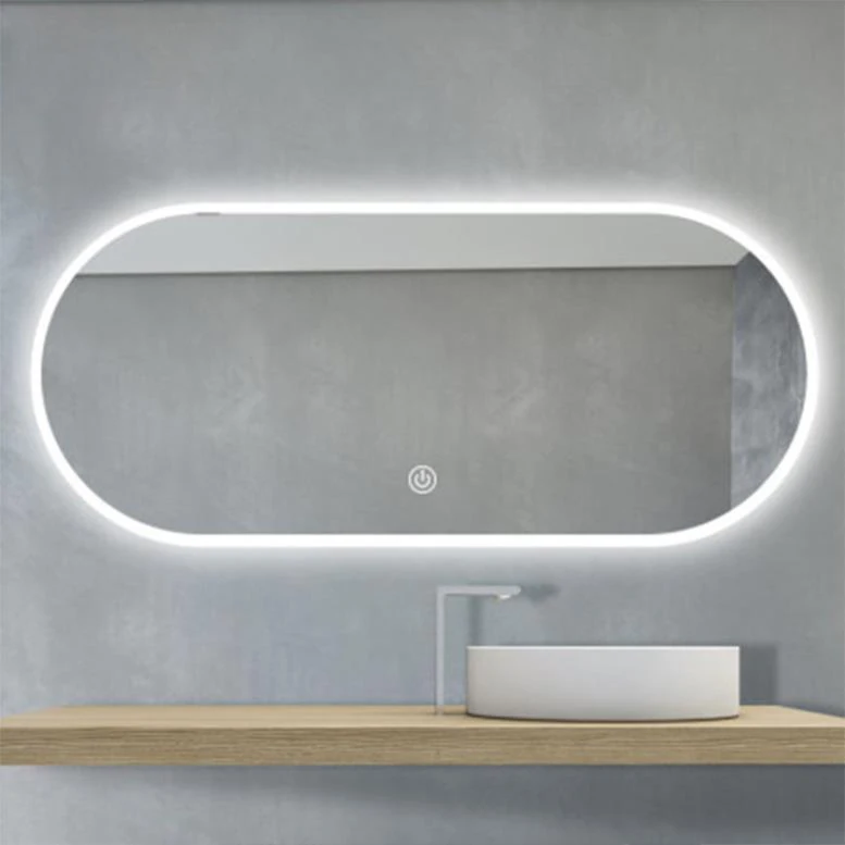 Kamali custom modern design hotel bath ellipse oval dimmable illuminated anti fog backlit bathroom wall mounted smart LED mirror