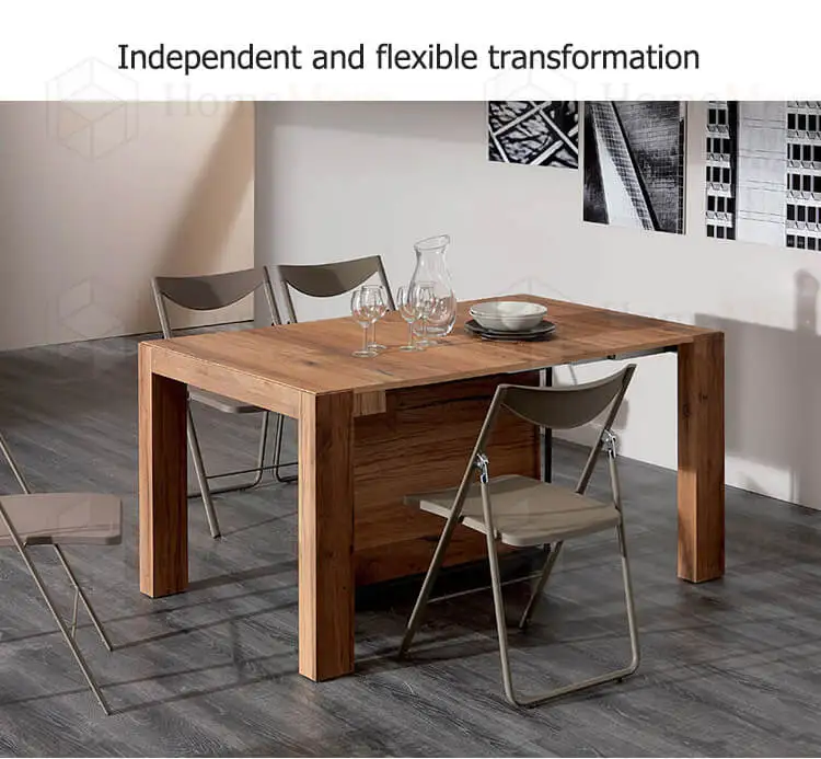 Nordic Furniture Extendable Wooden Invisible Dining Room Table Chair
