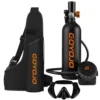 Cilindro de oxígeno negro y naranja de 1L + Máscara de buceo + Mochila