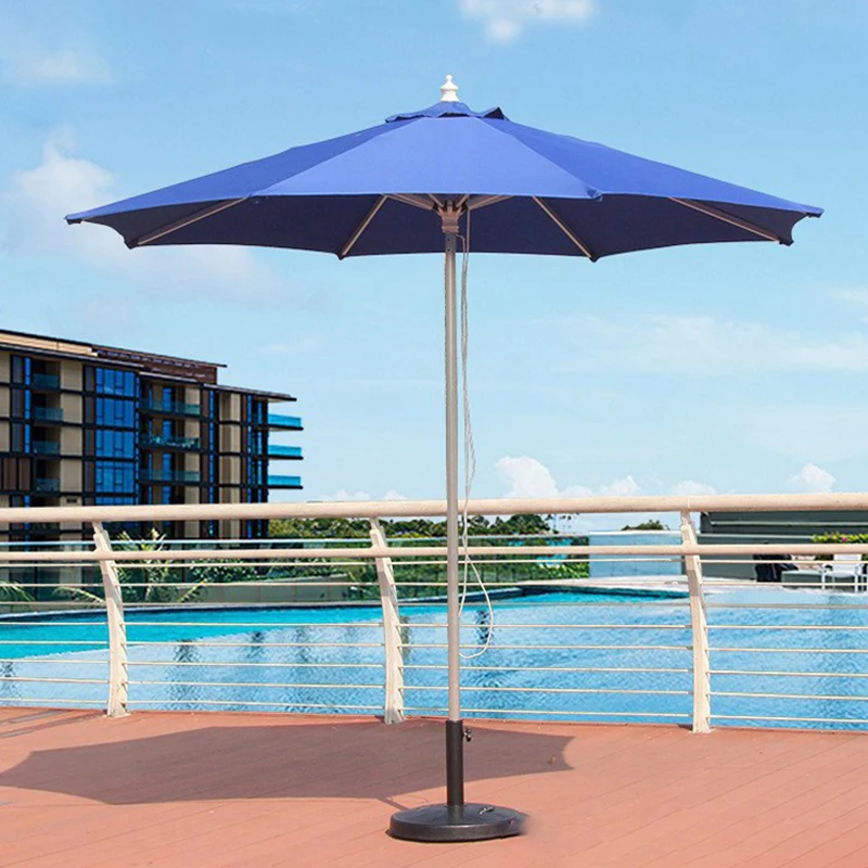 FEAMONT Outdoor Solid wood middle post umbrella Hardwood Straight pole Villa Garden Leisure umbrella sunny UV protection parasol