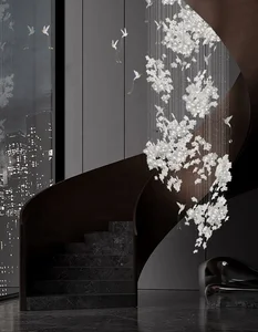 ECOJAS Decorative Indoor Lighting Bespoke Fiber Optic Ceramics Pendent Light Custom Chandelier