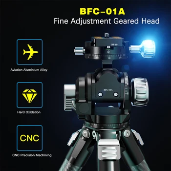Head Rotating Tripod Head Pan Tilt Camera Mount Rotation Panoramic Geared Tripod Heads,10kg Load Capacity for DSLR BFC-01A+ detail image
