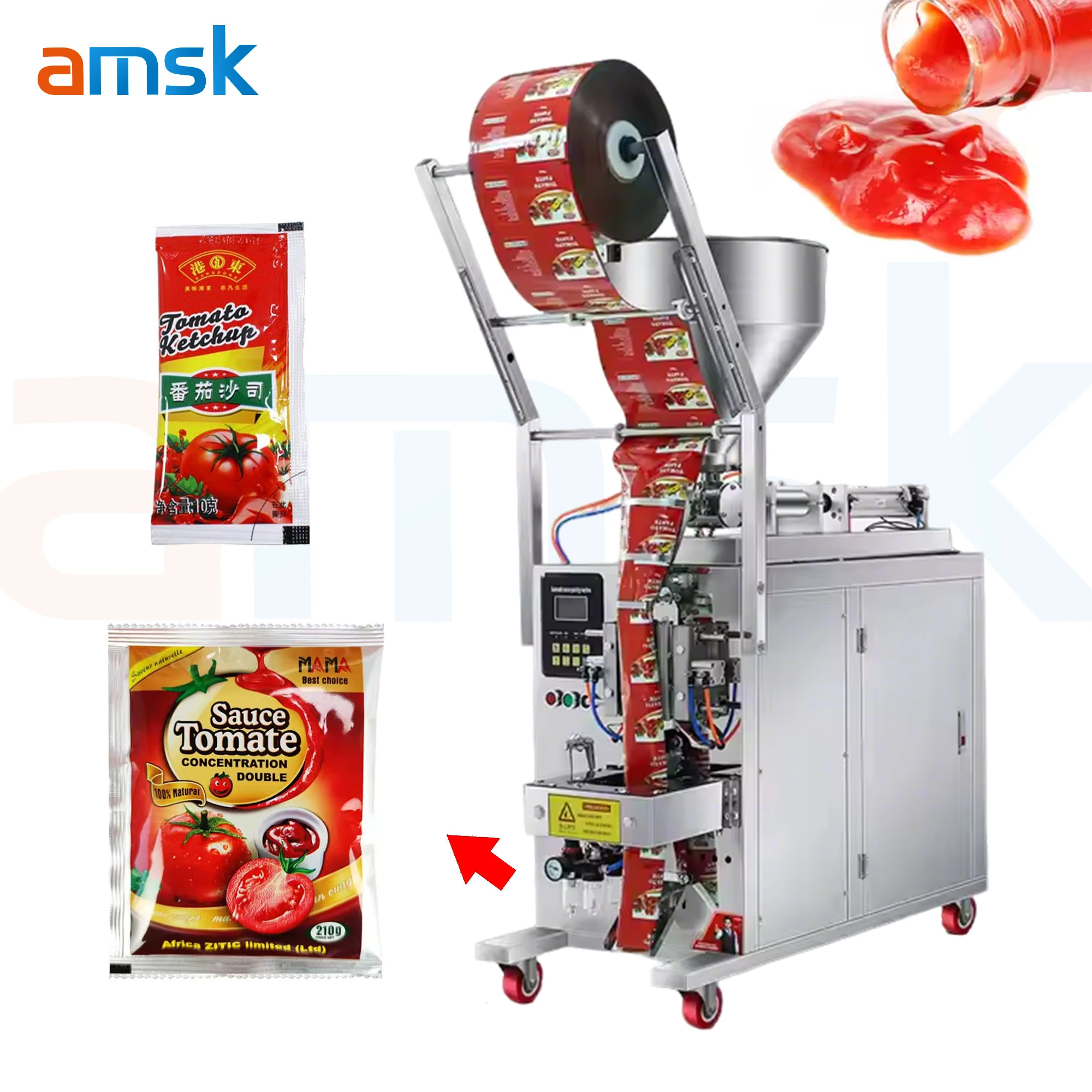 Hot Sale Paste Paste Filling Machine Ketchup Jam Jam Plastic Paper Foil Film Sachet Packaging Machine