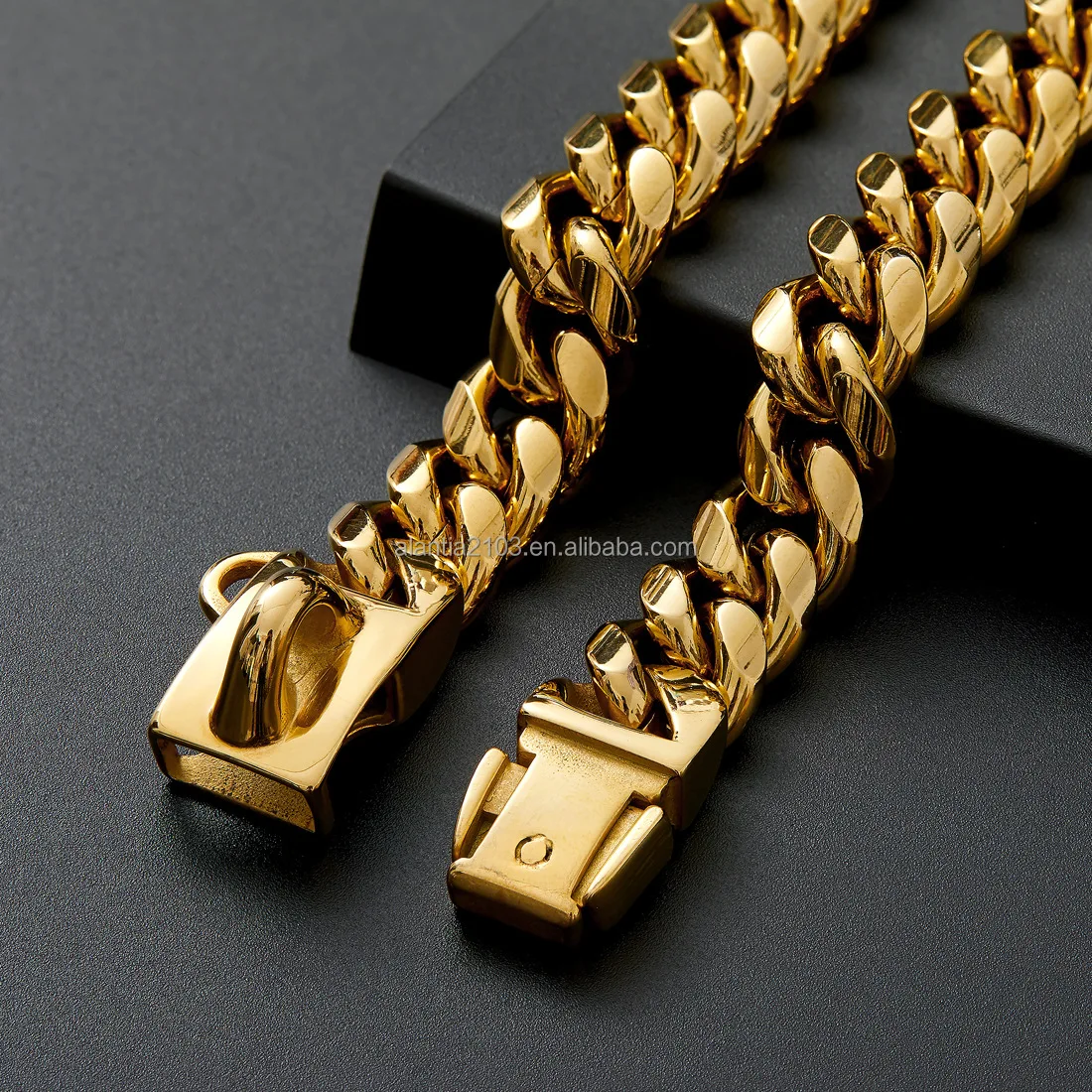Luxury Stainless Steel Chain Gold Designer Custom Collar Dog Buckle