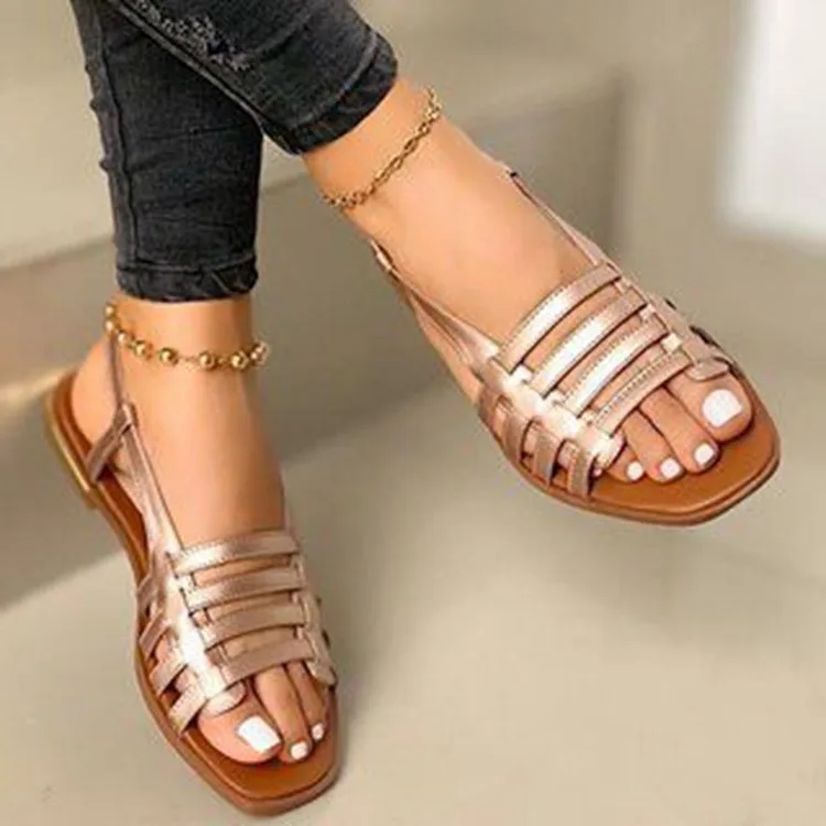 Amazon.com: Sandalias de vestir para mujer, zapatos romanos de verano,  sandalias de punta abierta, correa de cuero, sandalias planas para caminar  retro para mujer : Ropa, Zapatos y Joyería