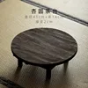 Small round coffee table - teak sandblasted walnut color