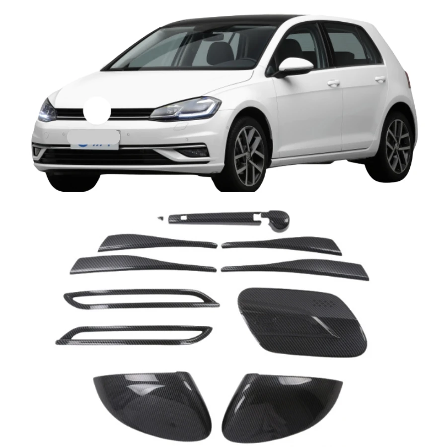 TIYPEOR for Volkswagen Golf 2020 Door Cup Protector Handle Front Fog Lamp Rear Mirror Gas Tank Cover Wiper Exterior Trims Kit