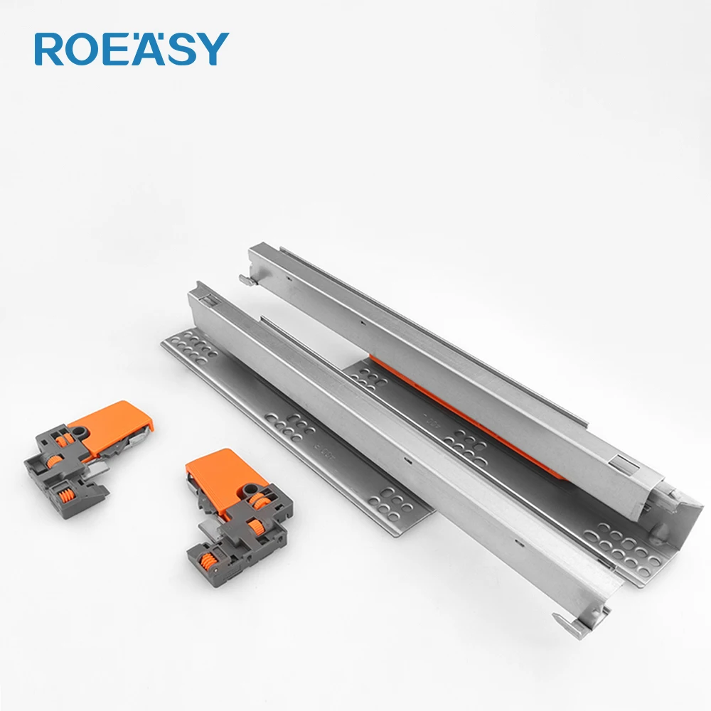 ROEASY Drawer Guides Channel 3D Adjustable Push Open Undermount Heavy Duty Full Extension Metal Rail Drawer Slide