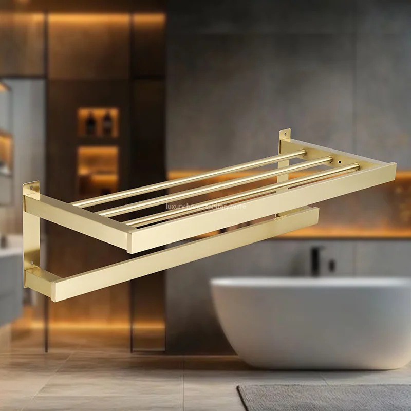 product best selling bathroom accessories wall mounted non perforated multifunctional towel rack storage rack-4