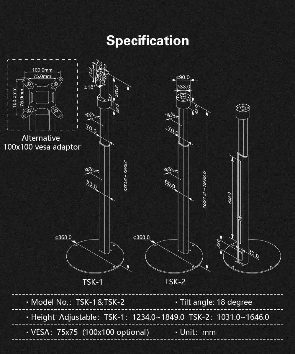 Height Adjustable Face Recognition Body Temperature Holder