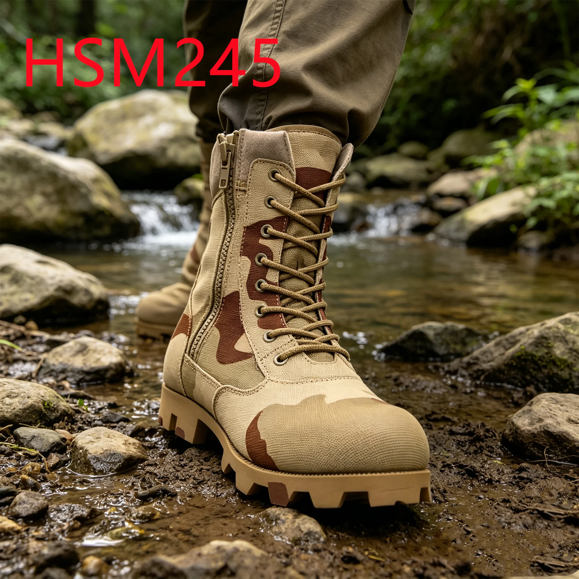 HY,Dunes Adventure Chocolate Chip Desert Camo Hua Singh Combat Boots ultra Hard Rubber Sole Desert Marching Boots in AsianHSM245