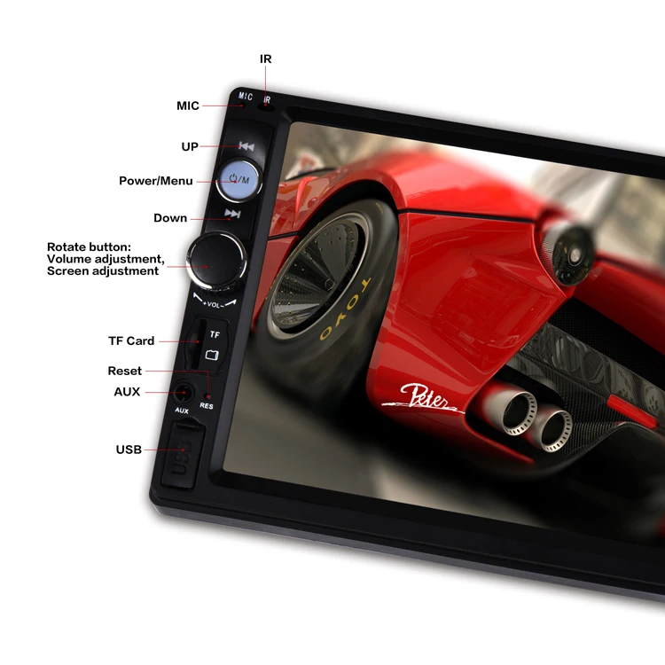 7023B 7 Inch Touch Screen 2 Din Car Video With Mirror Link