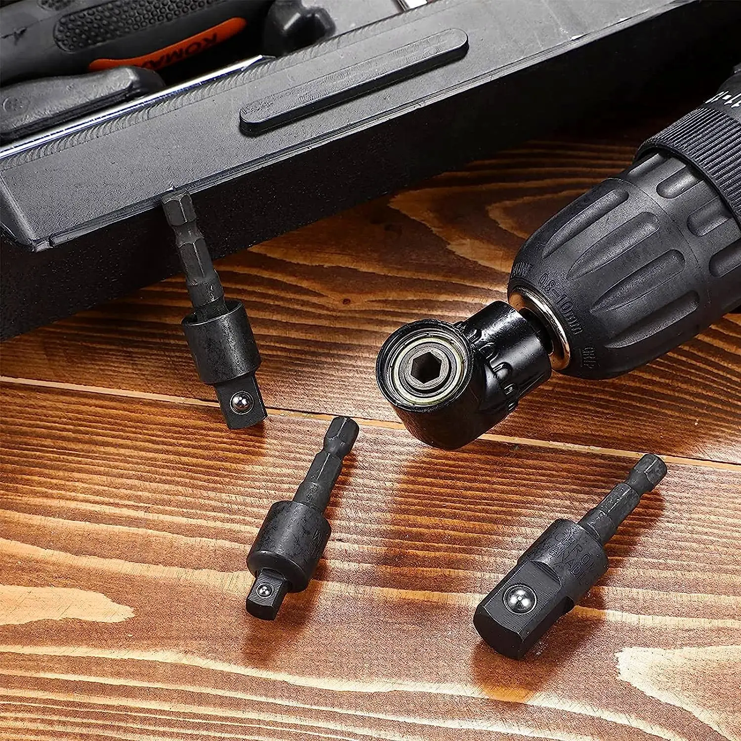 Flexible Drill Bit Extension Set with Right Angle Drill Attachment 1/4 3/8 1/2" Impact Grade Socket Adapter Sets
