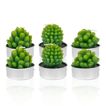 SSleng Lot de 12 bougies chauffe-plat en forme de cactus faites à la main (parfaites pour fête d'anniversaire, mariage, spa, décoration d'intérieur