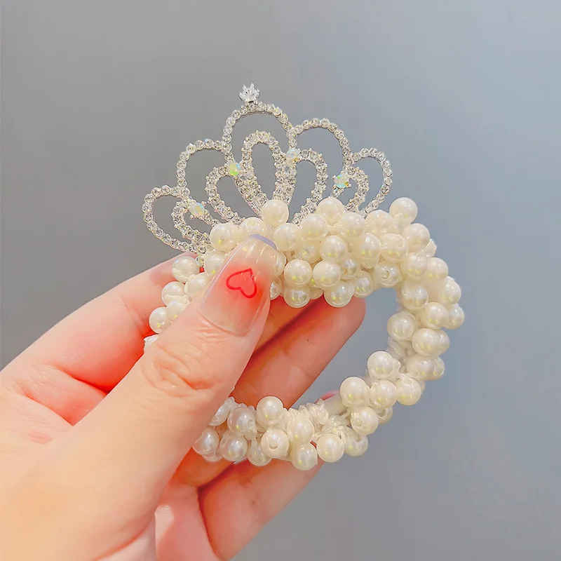 Children's Sweet Style Princess Crown Tiara Pearl Hair Band