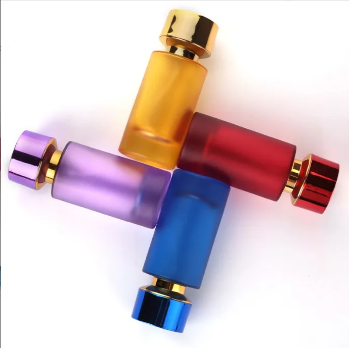 product 50ml straight round bottle refillable spray color perfume glass bottle with uv plated screw cap-29