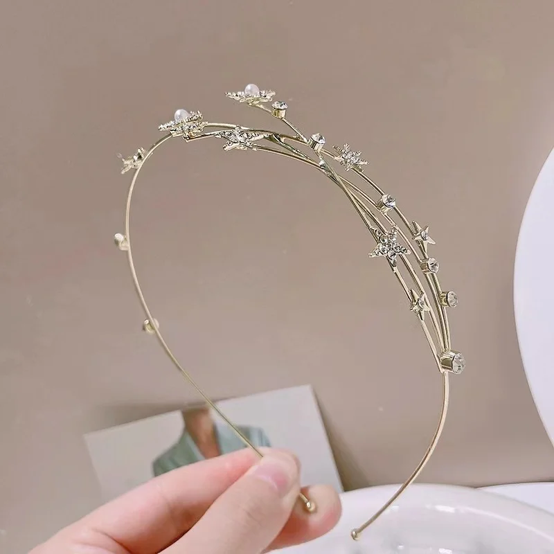 Обруч для волос в форме звезды Европейского типа из сплава милых девушек обруч свадебное украшение свадебная корона