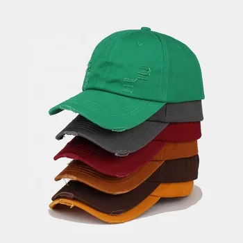 Wholesale Unisex Retro Vintage Cotton Adjustable Baseball Caps Solid Color Baseball Cap Dyed Distressed Washed Sports Caps Hats