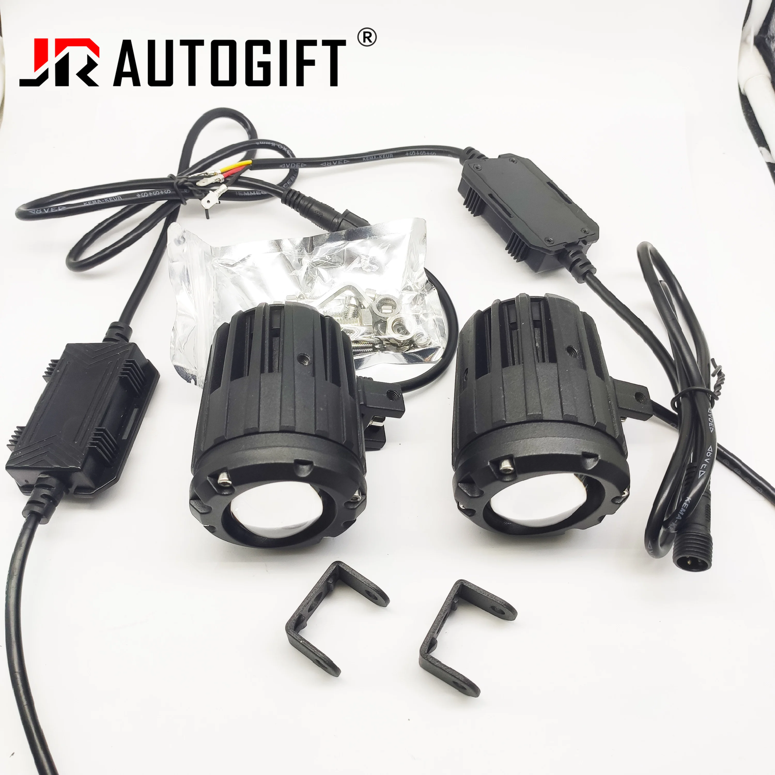 Светодиодная фара для мотоцикла прожектор с линзами двойного цвета квадроциклов скутеров кафе Racer дополнительный 70