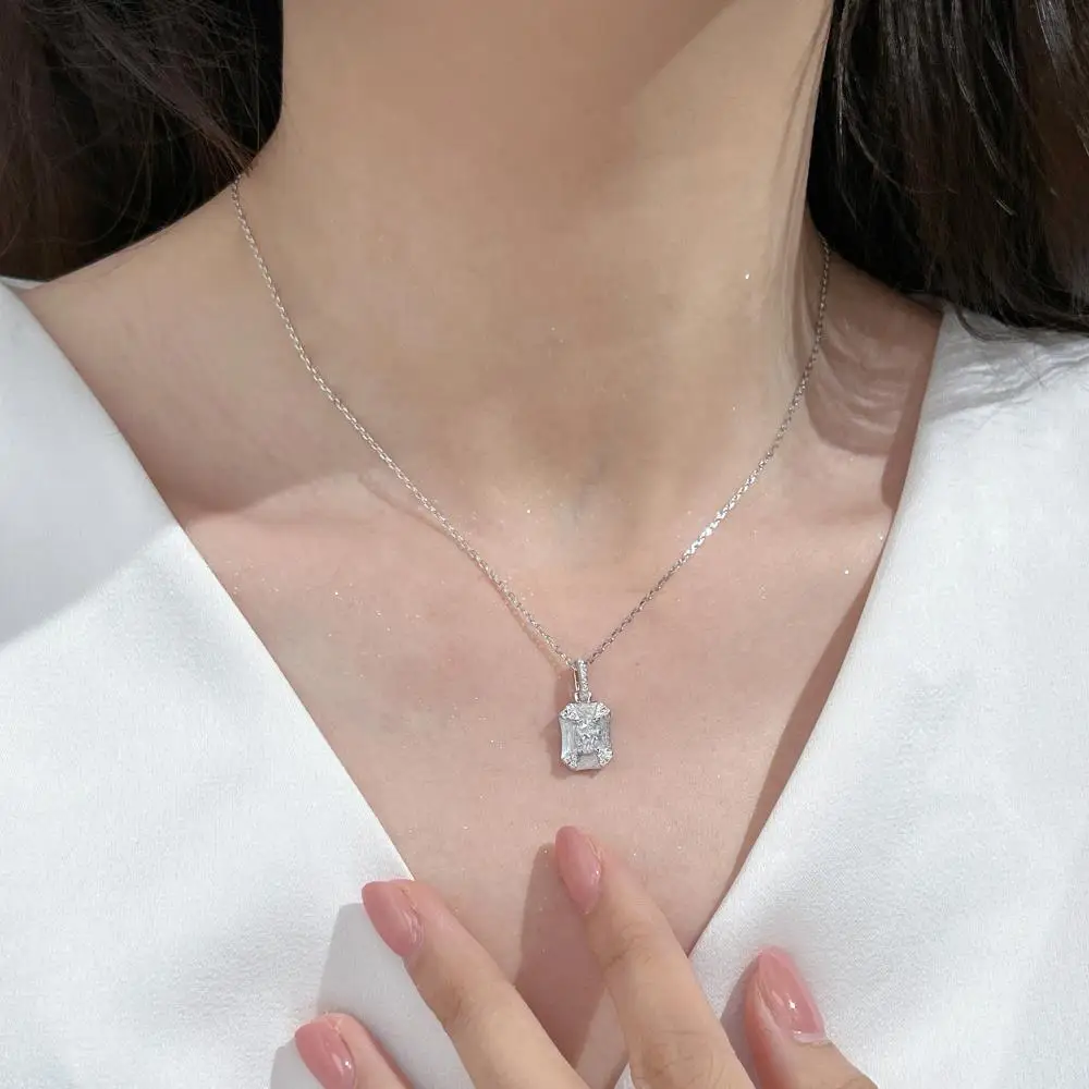 KAKODIY High Quality Lady's 925 Sterling Silver Women's Jewelry Square Zirconia Necklace detail 7