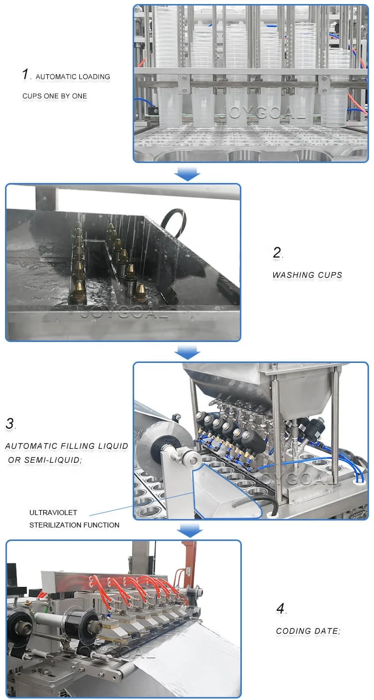 Automatic 4 Lanes Ice Cube PET Plastic Cup Filling And Sealing Machine Manufacturer