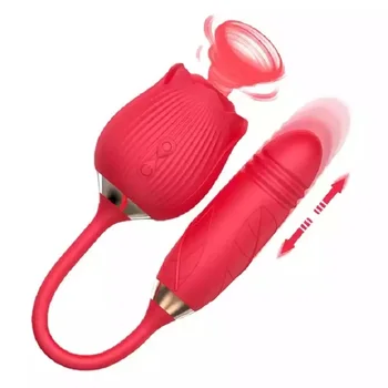 2 in 1 Design Rose Vibrator Suction and Thrusting Adult Toys for Women