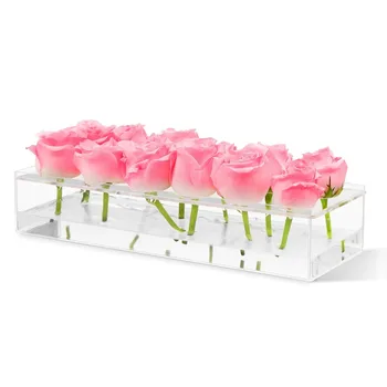 Nordic Creative INS-style Rectangle12-Hole Transparent Acrylic Hydroponic Flower Pot Stand Wedding Table Vase Flower Decorative