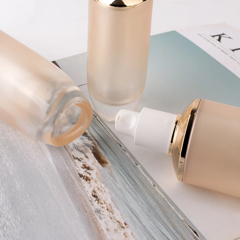 Luxury Skincare Packaging Empty Gradient Cosmetic Pump Bottle Set Glass Jar Container details