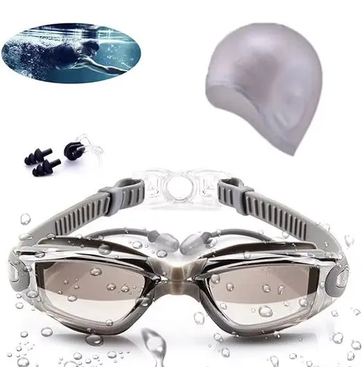 Lunettes de natation étanche anti-buée avec bouchons et bonnet_voghion.com