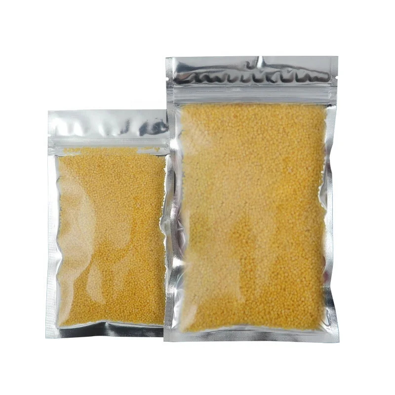 In Stock and Custom Front Clear Silver Aluminum Foil Metallic Flat Resealable Zip Lock Bag for Food Packaging