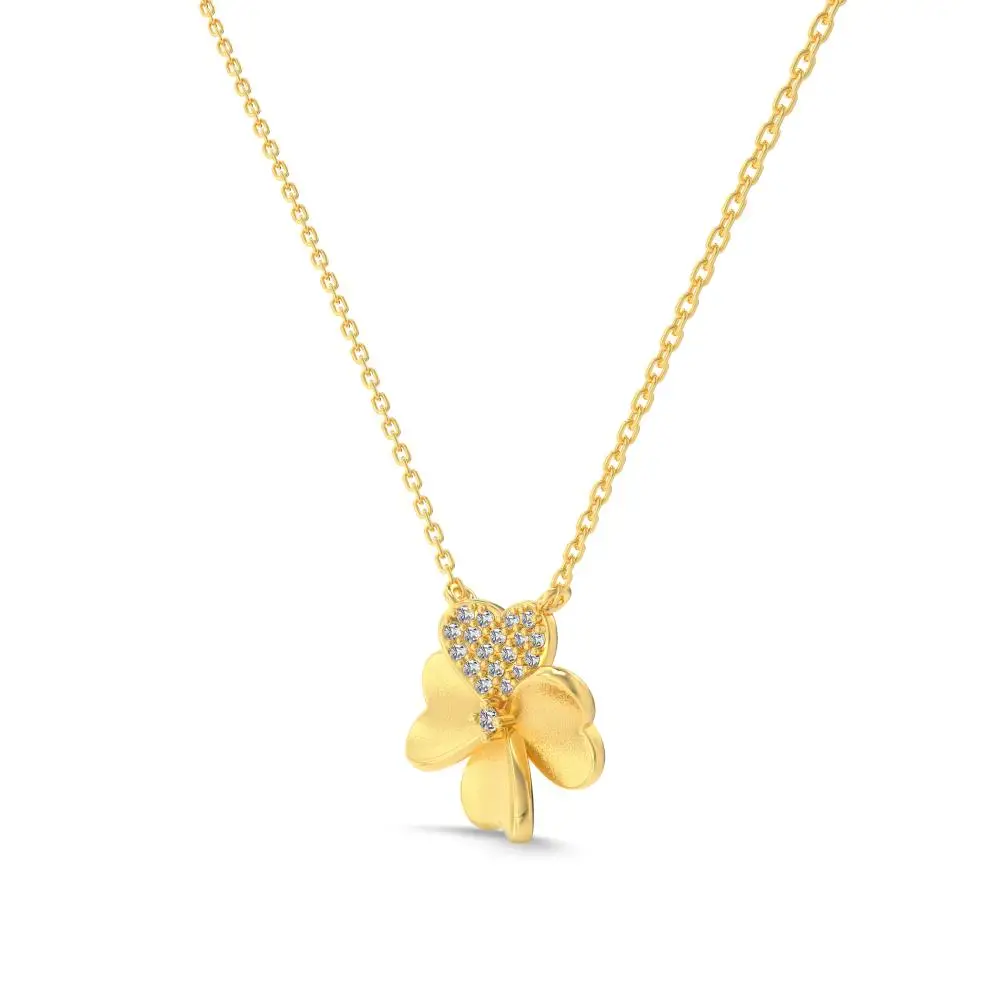 KAKODIY Lucky Four Leaf Clover 18K Gold Plated Zircon Jewelry 925 Sterling Silver Necklace detail 6